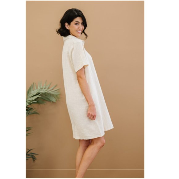 Zenana Iconic Scene Full Size Gauze Half Button Dress - Picture 5 of 12